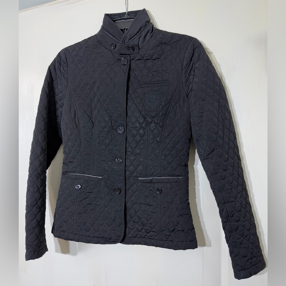 Massimo Dutti Black Quilted Button Jacket Women’s with Buttons Emblem, Sz S READ